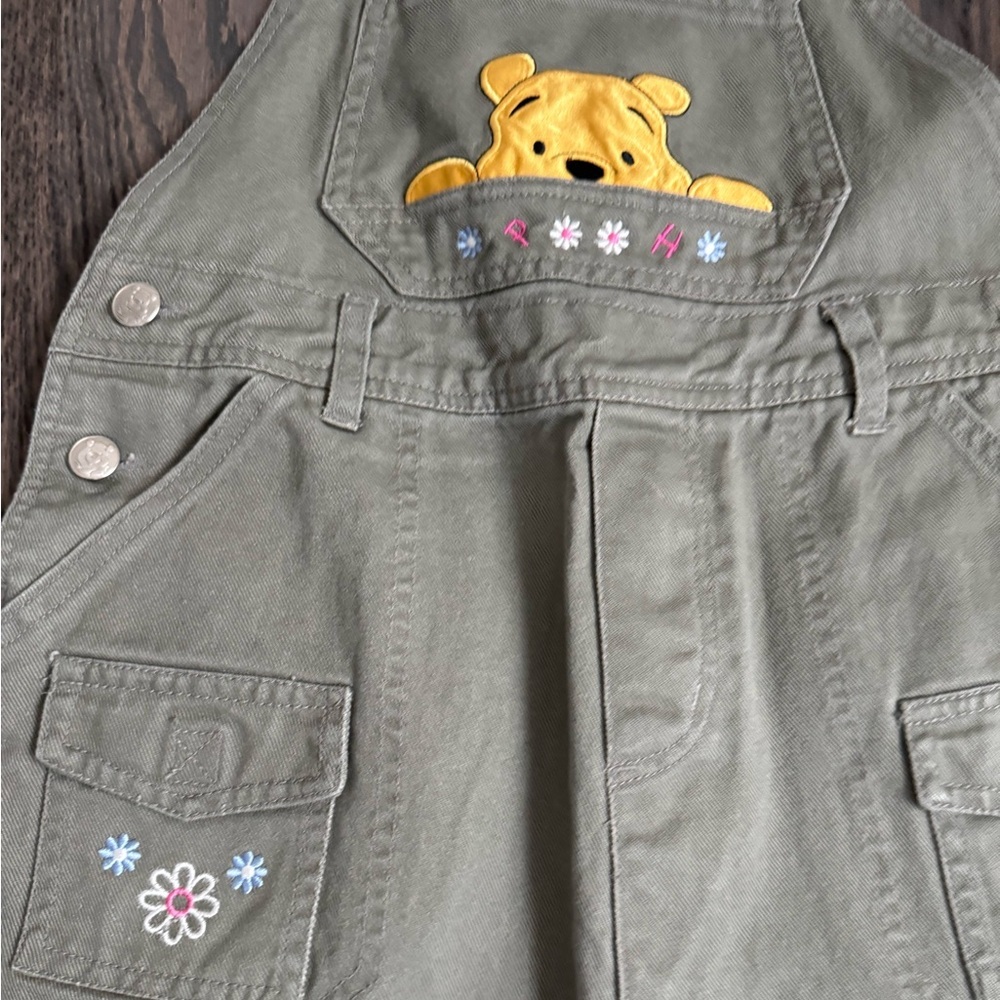 Winnie The Pooh Vintage Green Kids Overalls Size 10/12 - Picture 2 of 12